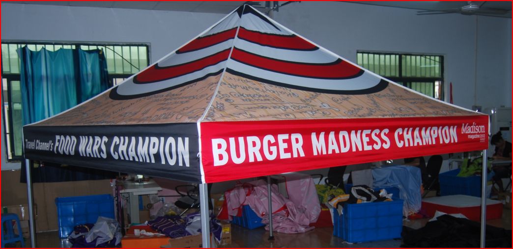 customized 10'x10' tent top with hex alum frame
