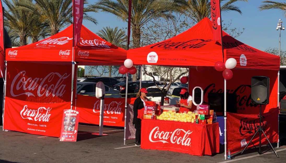 10'x10' red custom print tent with logo